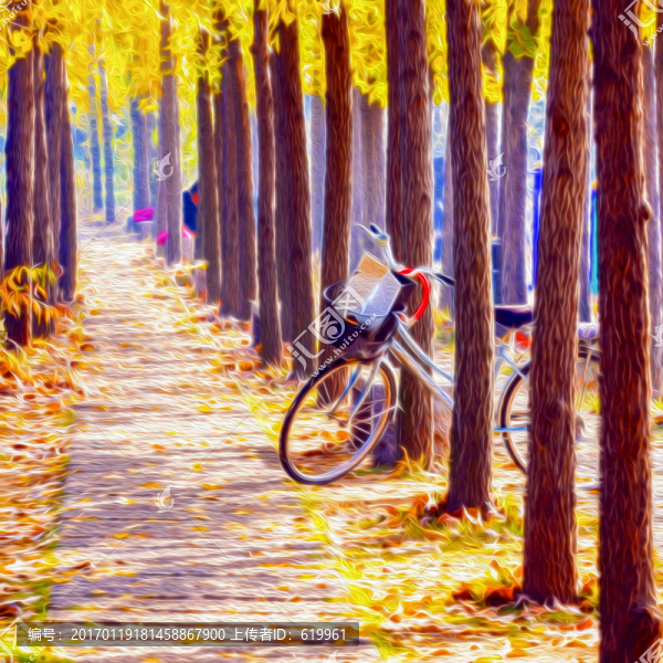 樹林風景油畫