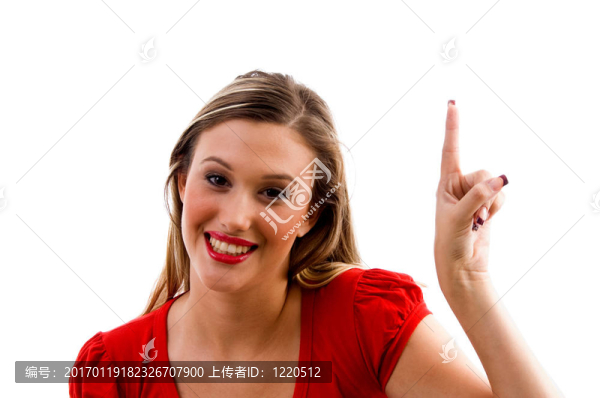 美國女人指向向上