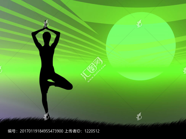 日落時的瑜伽姿勢