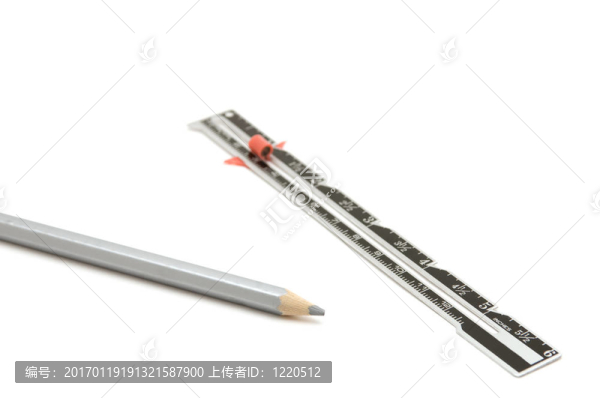 縫紉厘米和鉛筆特寫