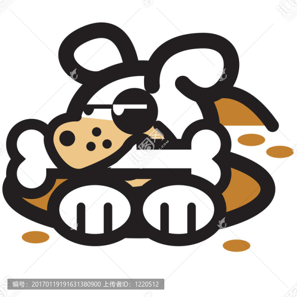 帶有骨夾藝術(shù)的狗