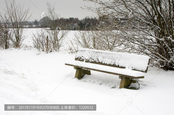 雪的公園長(zhǎng)椅