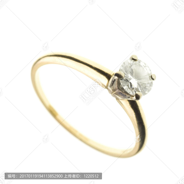 黃金和鉆石訂婚戒指孤立的白色