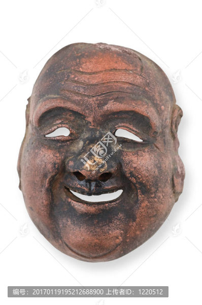 白色的舊木面具。