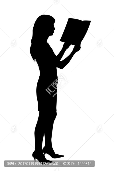 讀書的女人剪影