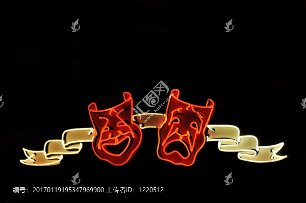霓虹燈與微笑和不快樂(lè)的臉黑色