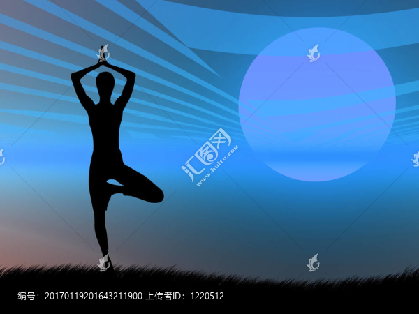 日落時的瑜伽姿勢