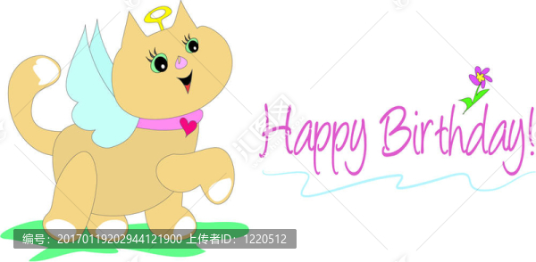 生日快樂天使貓圖