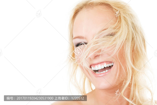 迷人的女人，帶著飛走的頭發(fā)
