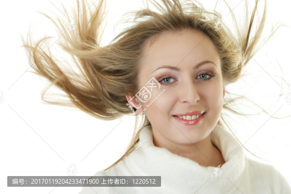 迷人的女人，帶著飛走的頭發(fā)