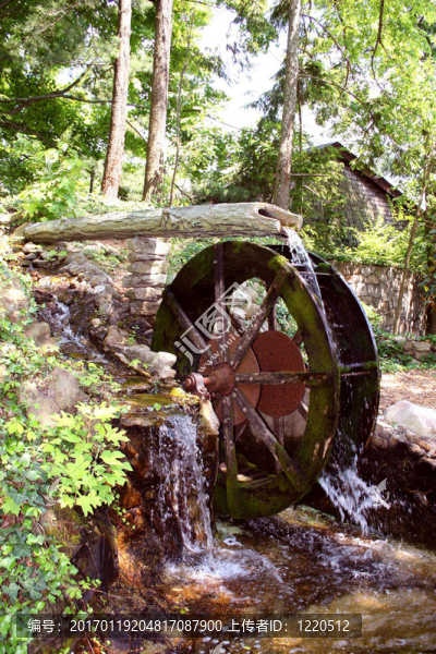 水車在羅克城望山；美國；TN；