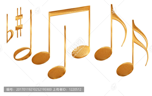 一套黃金圖案音符符號孤立