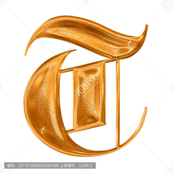 金色圖案哥特式字母T