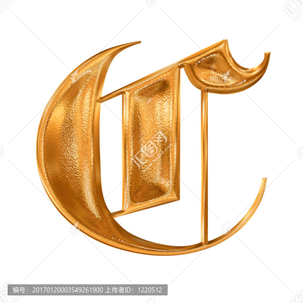 金色圖案哥特式字母C