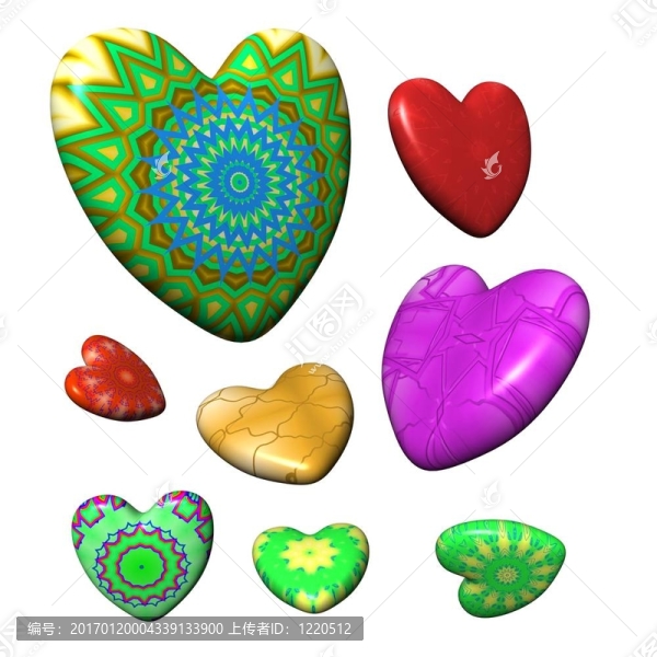 時尚的心收藏在白色背景上