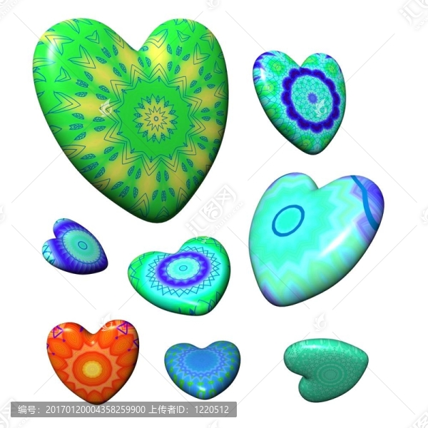 時尚的心收藏在白色背景上