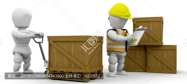 工人堆箱