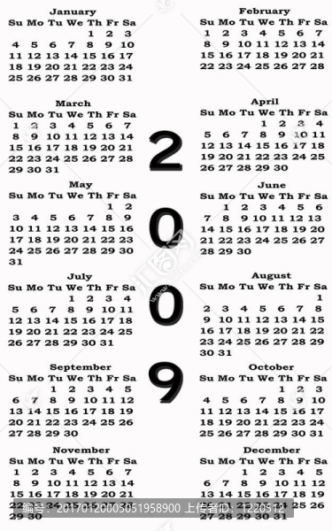 新年快樂2009日歷