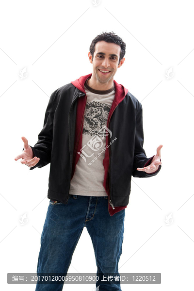 英俊的家伙開著的手