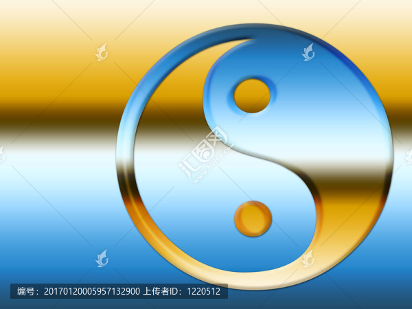 藍(lán)色和Gold,Yin,Yang符號(hào)