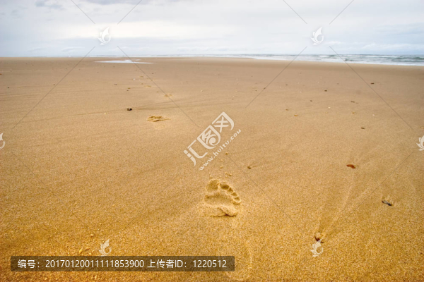 在海灘上的腳印