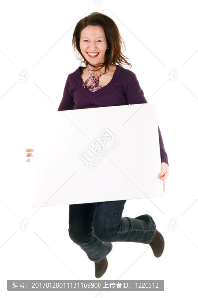 廣告牌跳高的女人