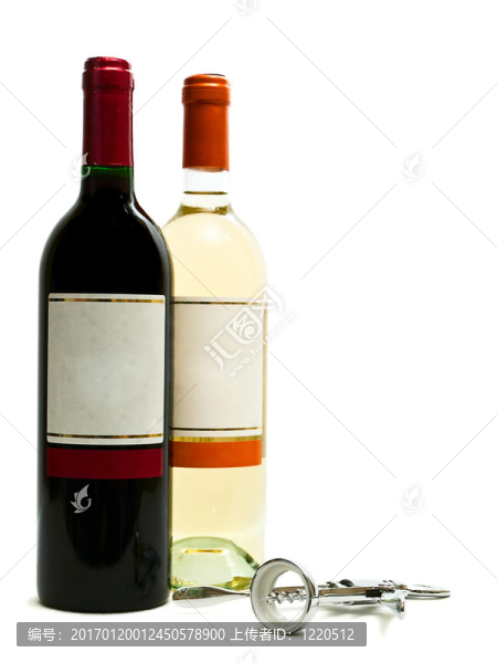 紅色和白色的酒瓶子和開瓶器