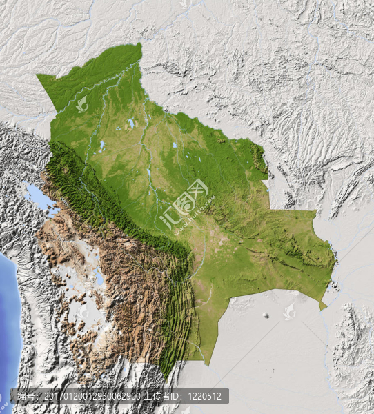 玻利維亞；陰影地形圖