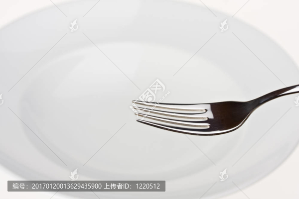 白色盤子上的叉子