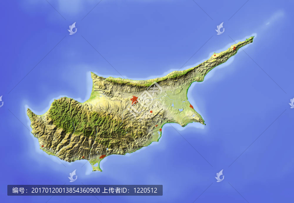 塞浦路斯；陰影地形圖