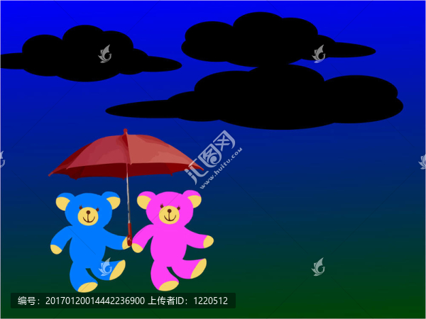 在雨中的泰迪熊先生和泰迪熊先生