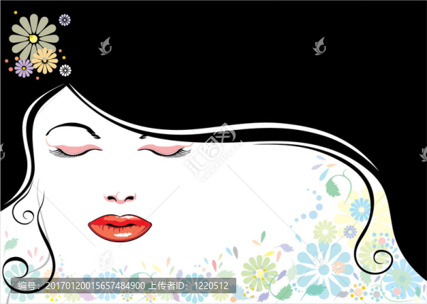 face_blackhair_flower