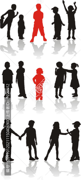 女孩和男孩的剪影