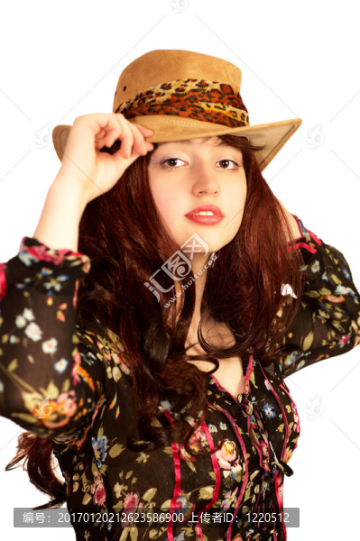 戴帽子的年輕性感女人