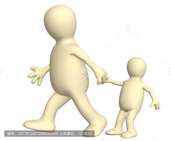 木偶-成人；拉小小孩的手