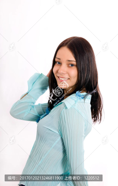 在藍(lán)色夾克里的女孩