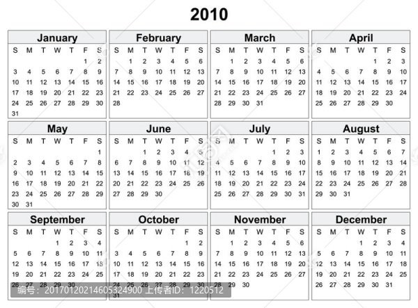 2010年日歷。