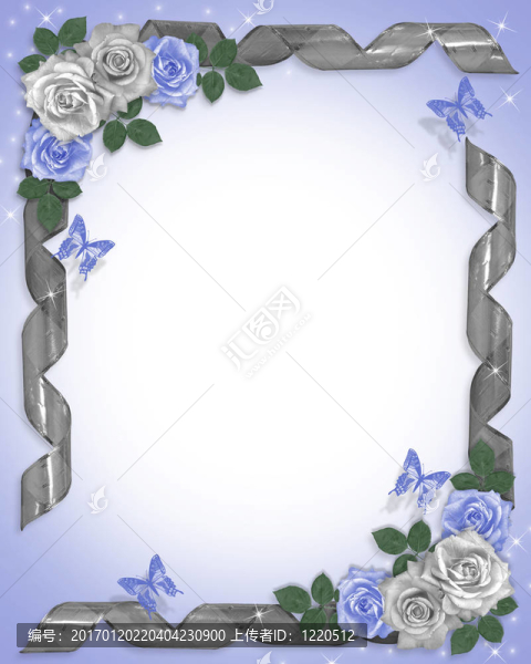婚禮邊緣藍玫瑰絲帶