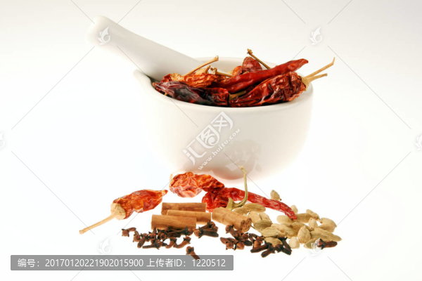 香料，研缽和杵