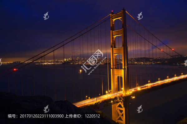 三藩金門大橋夜晚的