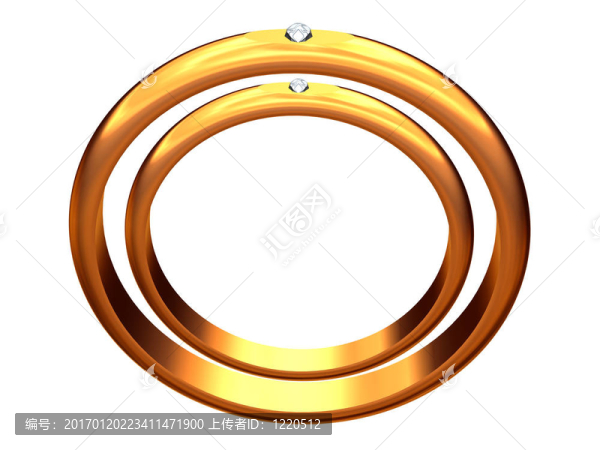 兩個(gè)黃金結(jié)婚戒指；一個(gè)在其他的。