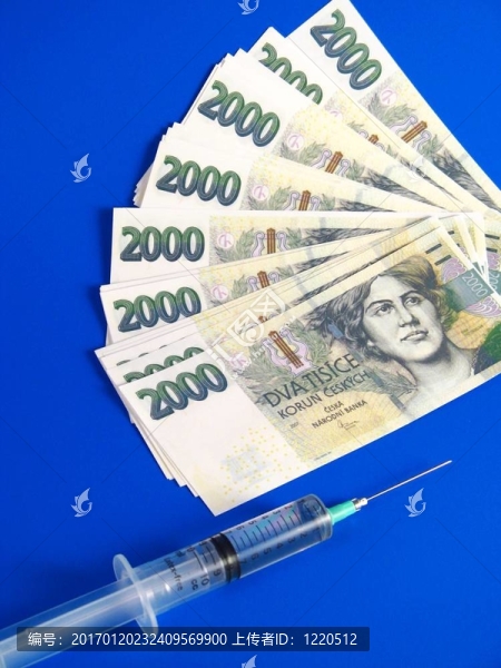 捷克冠和注射器