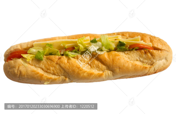 奶酪沙拉面包孤立在白色背景。