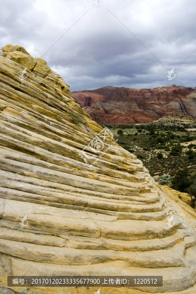 向下看砂巖在雪峽谷-猶他