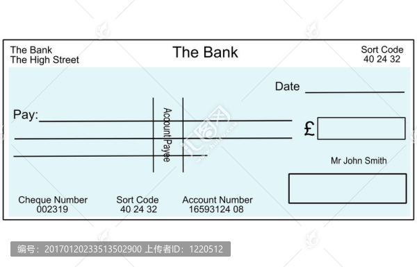 空白英國支票。