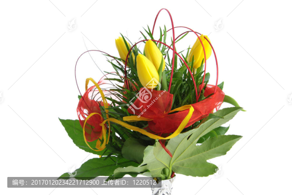 黃色的郁金香花束