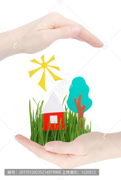 房子；樹(shù)；手上的太陽(yáng)和草