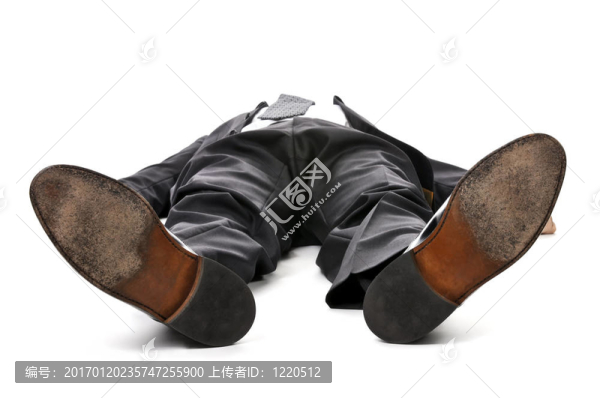 商人躺在白色背景