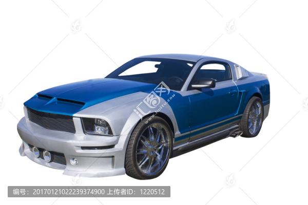藍(lán)色和銀色的肌肉車