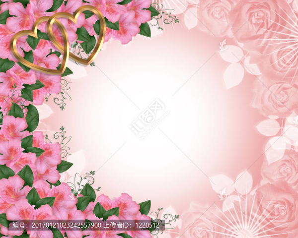 婚禮請(qǐng)柬邊境粉紅色杜鵑